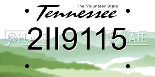 2II9115 Tennessee License Plate