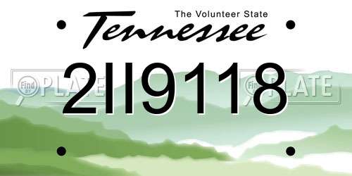 2II9118 Tennessee License Plate