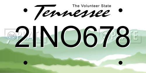 2INO678 Tennessee License Plate