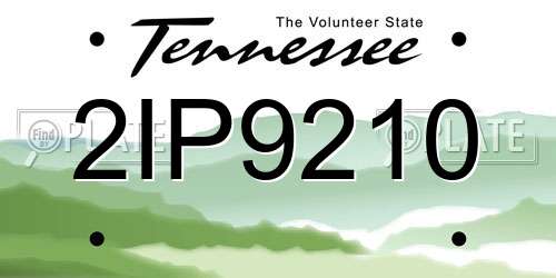 2IP9210 Tennessee License Plate