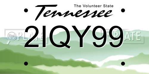 2IQY99 Tennessee License Plate