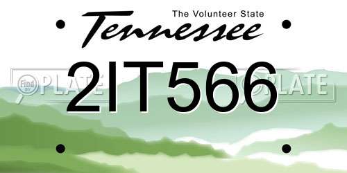 2IT566 Tennessee License Plate