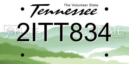 2ITT834 Tennessee License Plate