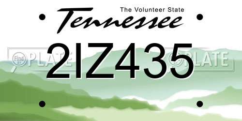 2IZ435 Tennessee License Plate