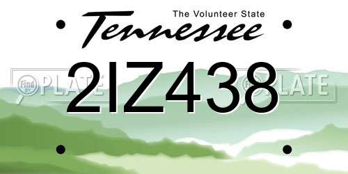 2IZ438 Tennessee License Plate