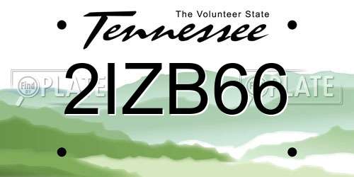 2IZB66 Tennessee License Plate