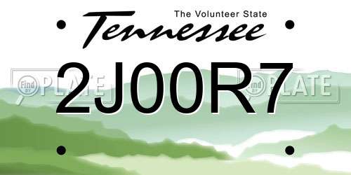2J00R7 Tennessee License Plate