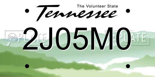 2J05M0 Tennessee License Plate