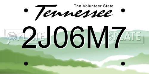 2J06M7 Tennessee License Plate