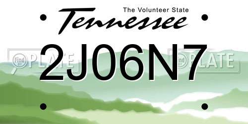 2J06N7 Tennessee License Plate