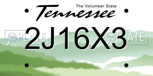 2J16X3 Tennessee License Plate