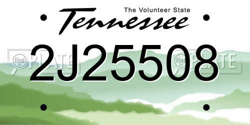 2J25508 Tennessee License Plate