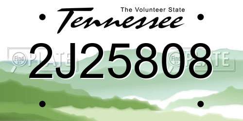 2J25808 Tennessee License Plate