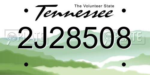 2J28508 Tennessee License Plate