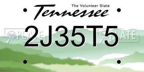 2J35T5 Tennessee License Plate
