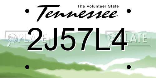 2J57L4 Tennessee License Plate