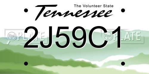 2J59C1 Tennessee License Plate