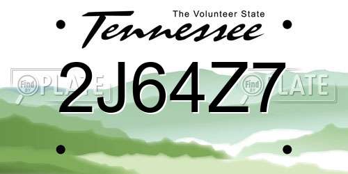 2J64Z7 Tennessee License Plate