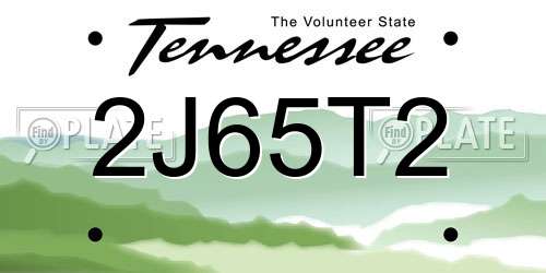 2J65T2 Tennessee License Plate