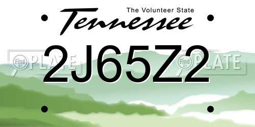 2J65Z2 Tennessee License Plate