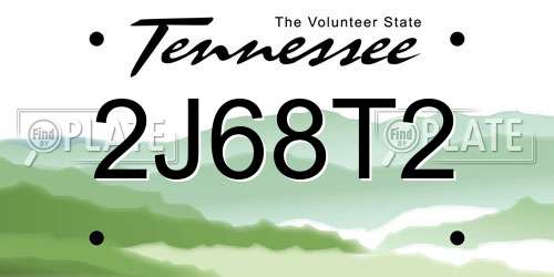 2J68T2 Tennessee License Plate