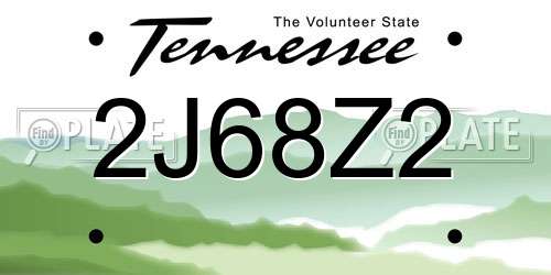 2J68Z2 Tennessee License Plate