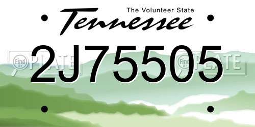 2J75505 Tennessee License Plate