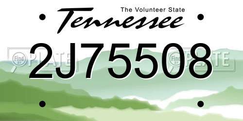2J75508 Tennessee License Plate