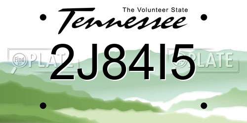 2J84I5 Tennessee License Plate