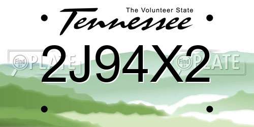 2J94X2 Tennessee License Plate