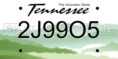 2J99O5 Tennessee License Plate