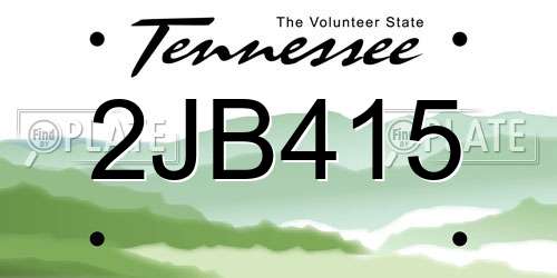 2JB415 Tennessee License Plate