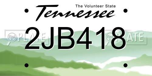 2JB418 Tennessee License Plate