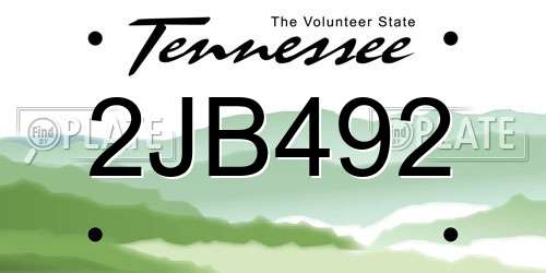 2JB492 Tennessee License Plate