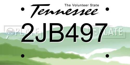 2JB497 Tennessee License Plate