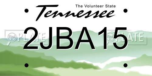2JBA15 Tennessee License Plate