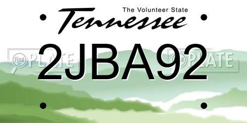 2JBA92 Tennessee License Plate