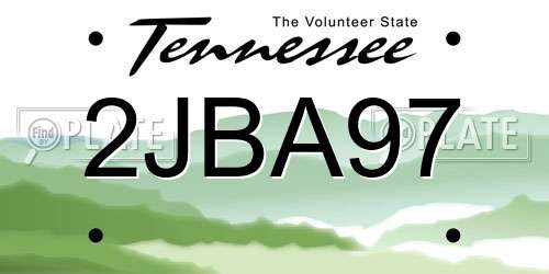 2JBA97 Tennessee License Plate
