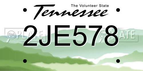 2JE578 Tennessee License Plate