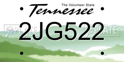 2JG522 Tennessee License Plate