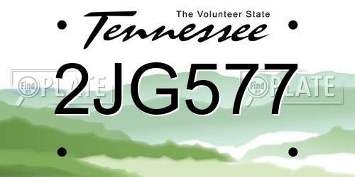 2JG577 Tennessee License Plate