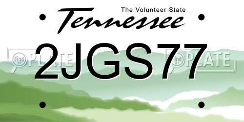 2JGS77 Tennessee License Plate