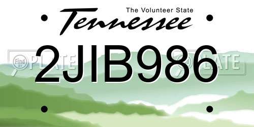 2JIB986 Tennessee License Plate