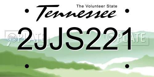 2JJS221 Tennessee License Plate
