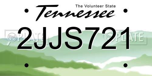 2JJS721 Tennessee License Plate