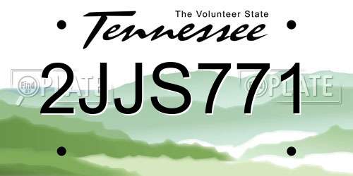 2JJS771 Tennessee License Plate