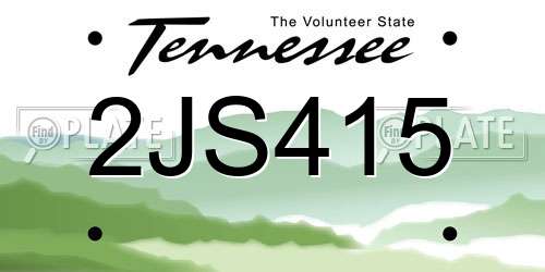 2JS415 Tennessee License Plate