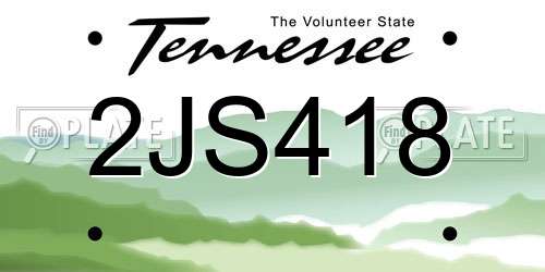 2JS418 Tennessee License Plate