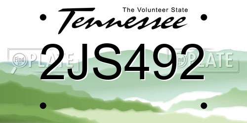 2JS492 Tennessee License Plate