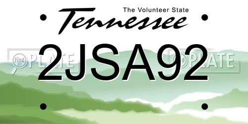 2JSA92 Tennessee License Plate
